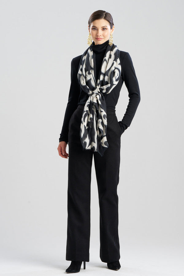 Natori Leticia Printed Scarf Black