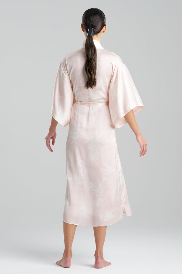 Natori Lily Printed Satin Icon Robe Shell Pink