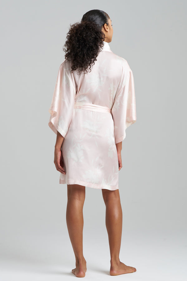 Natori Lily Printed Satin Icon Wrap Shell Pink