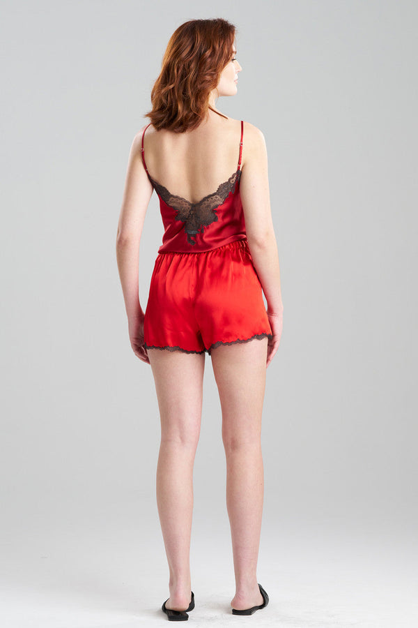 Natori Lolita Lace Silk Shorts Scarlet/Ash Black