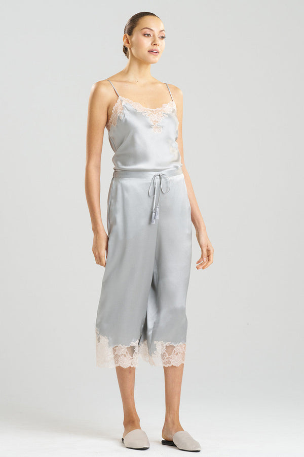 natori Lolita Lace Trim Pants Silver/Ecru