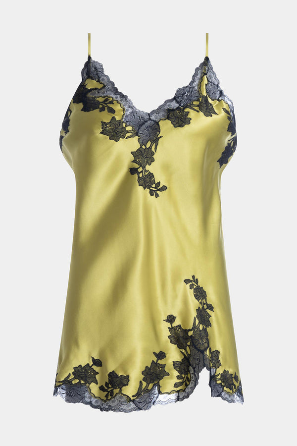 Natori Lolita Lace Trim Silk Chemise Lemon Lime