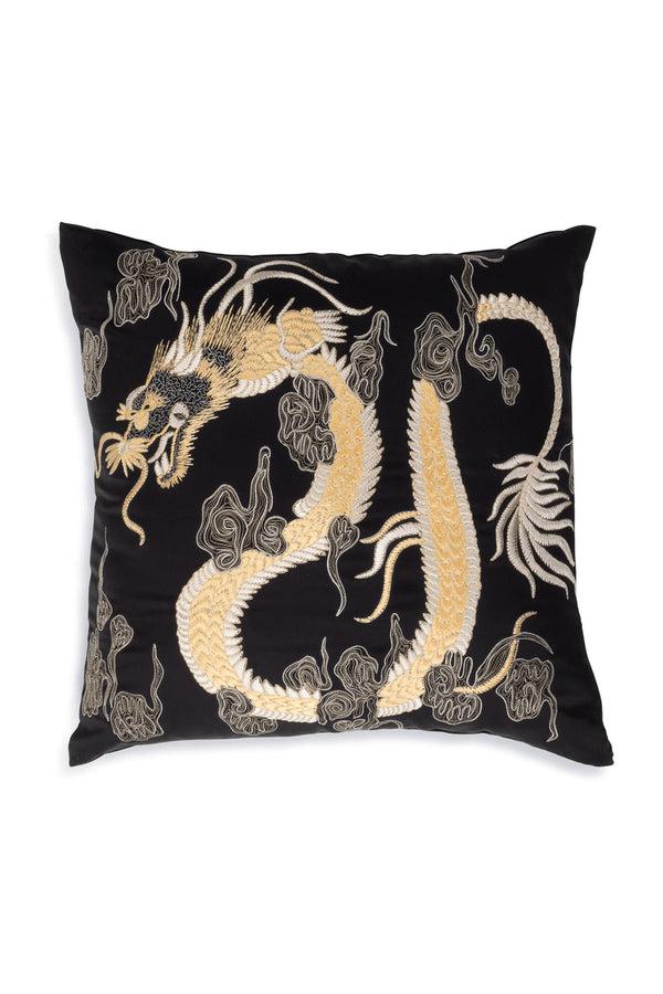 natori Luxe Charm Dragon Embroidered Pillow Black