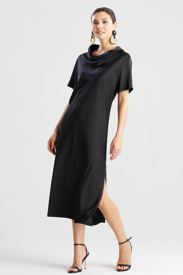 Natori Luxe Charmeuse Column Dress Black