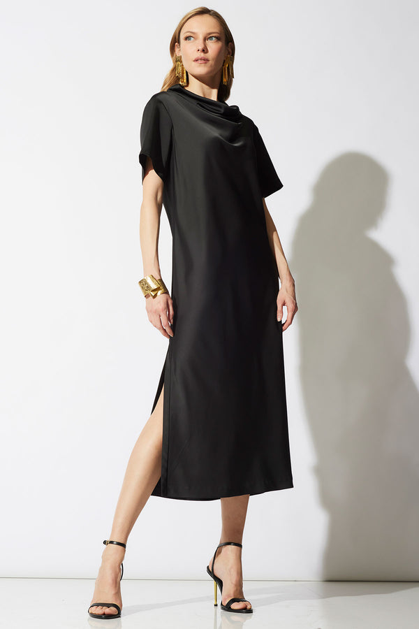 natori Luxe Charmeuse Column Dress Black