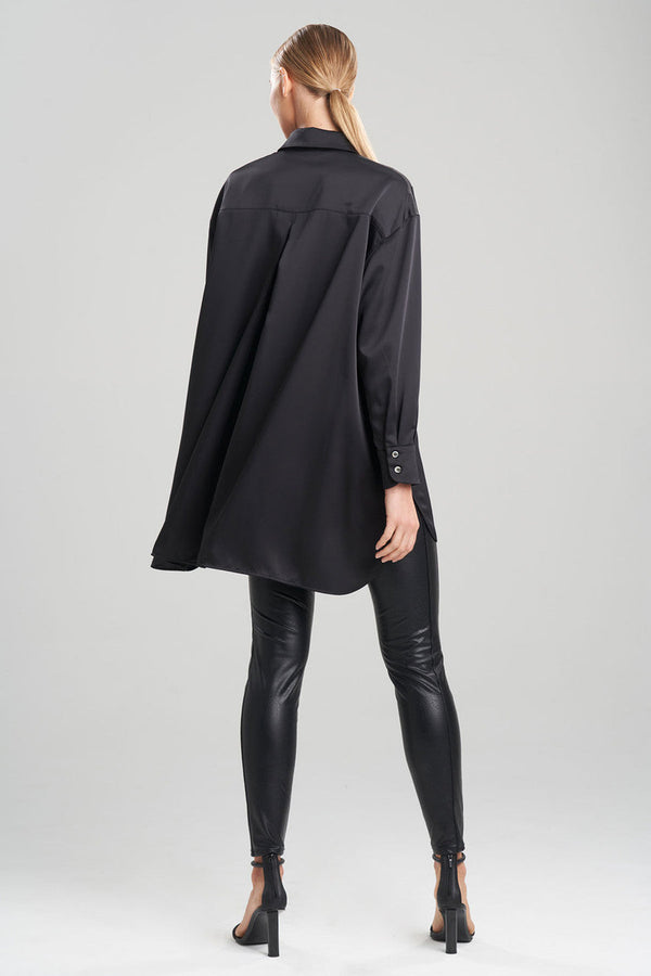 Natori Luxe Charmeuse Shirt Black