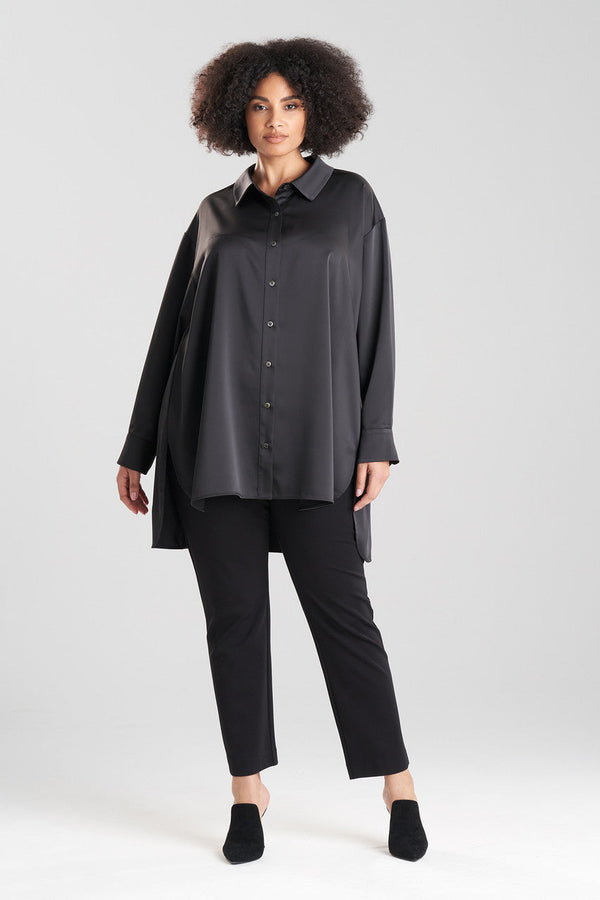 Natori Luxe Charmeuse Shirt Black