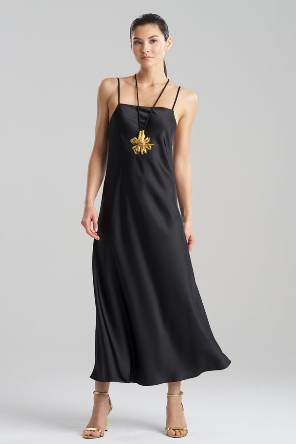 Natori Luxe Charmeuse Slip Dress Black