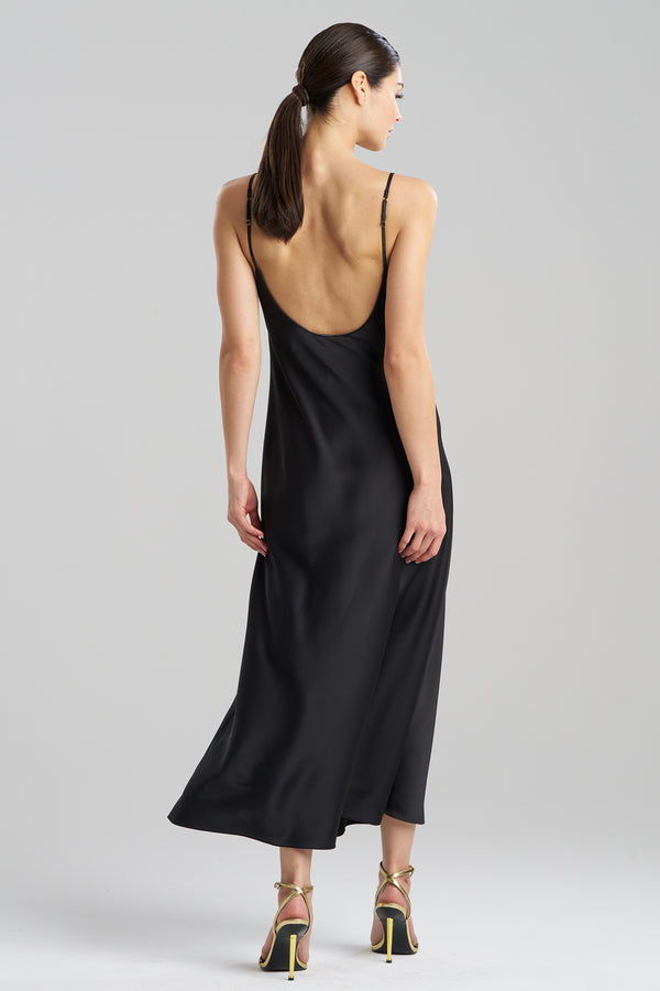 Natori Luxe Charmeuse Slip Dress Black