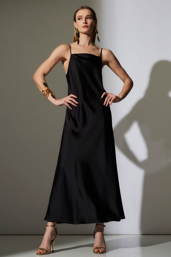 natori Luxe Charmeuse Slip Dress Black