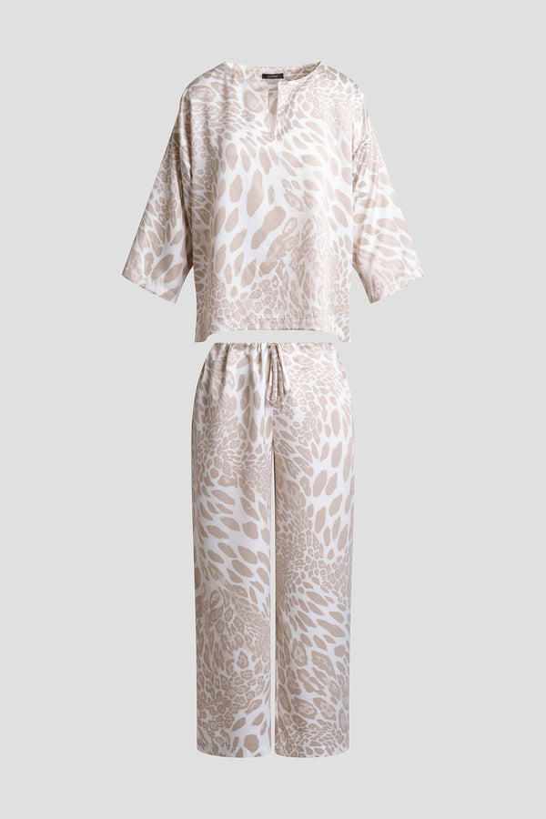 Natori Luxe Leopard Pullover PJ Sand Taupe