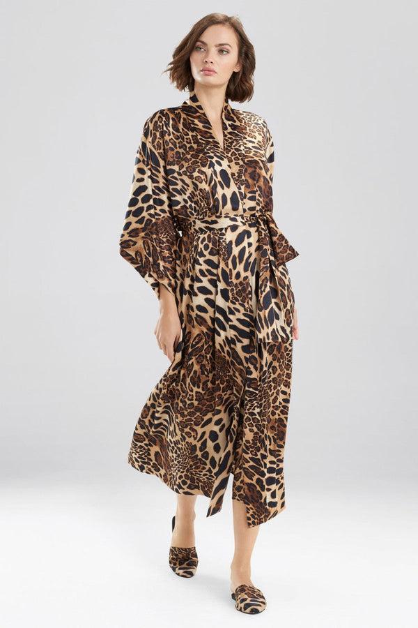 natori Luxe Leopard Robe Chestnut