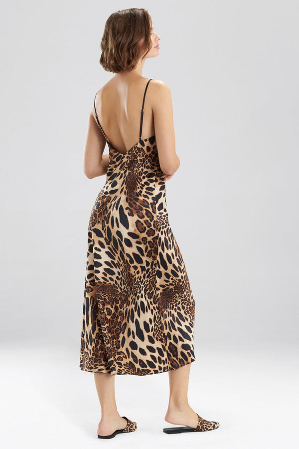 Natori Luxe Leopard Slip Dress Chestnut