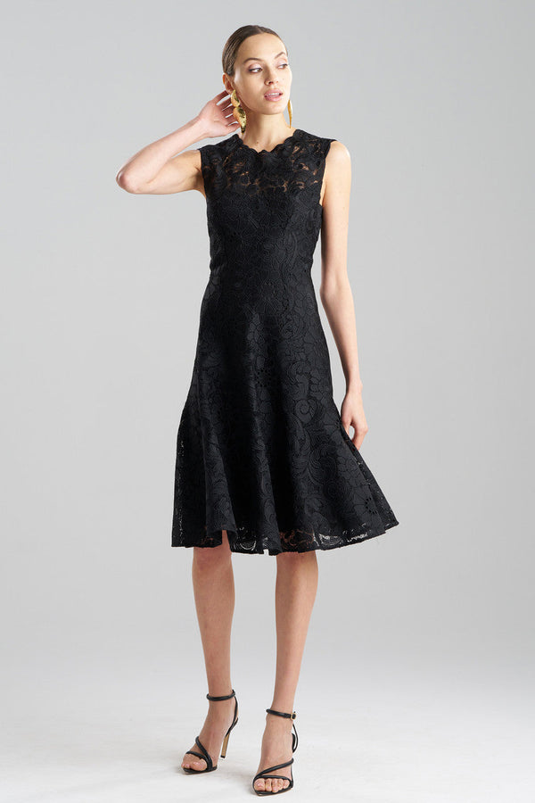 Natori Mantilla Lace Sleeveless Dress Black