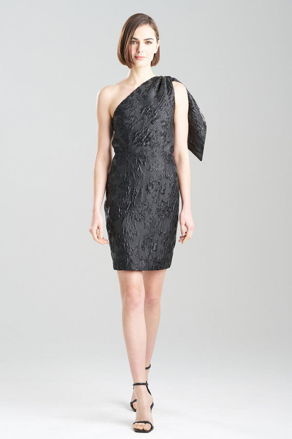 Natori Matelasse Jacquard One Shoulder Dress Black