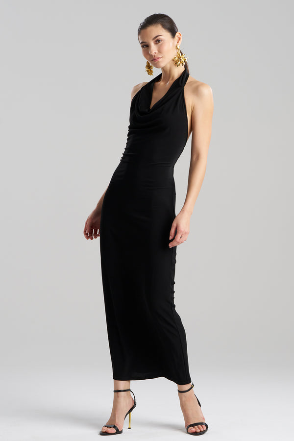 Natori Matte Jersey Halter Maxi Dress Black