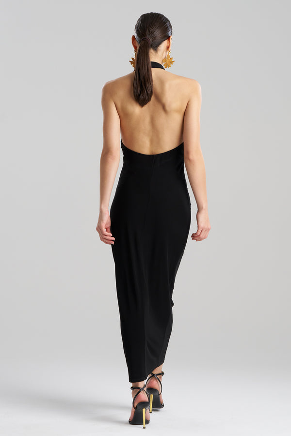 Natori Matte Jersey Halter Maxi Dress Black