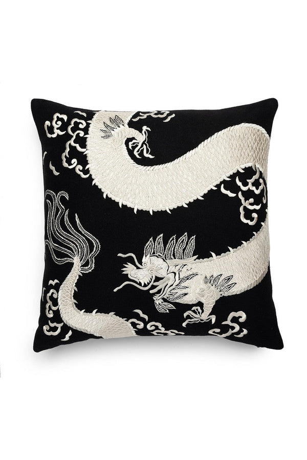 Natori Mayon Dragon Embroidery Pillow Black/Cream