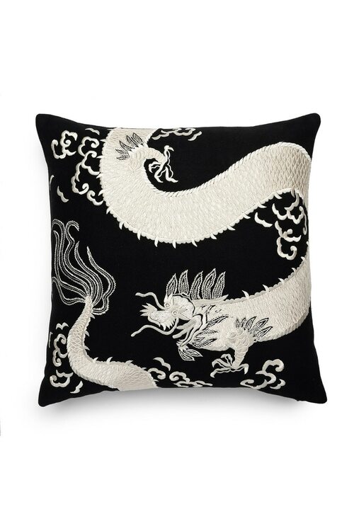natori Mayon Dragon Embroidery Pillow Black/Cream