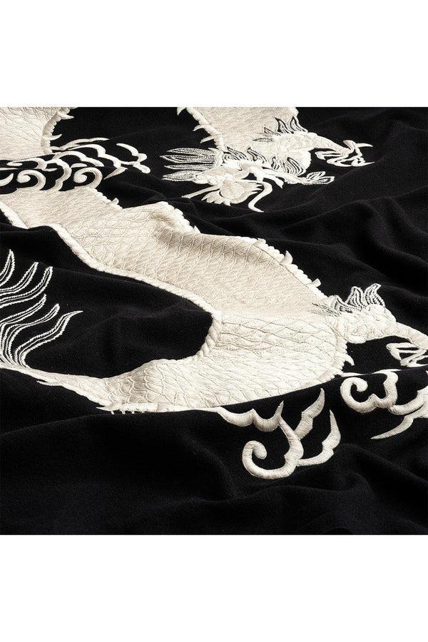 Natori Mayon Dragon Embroidery Throw Black/Ivory