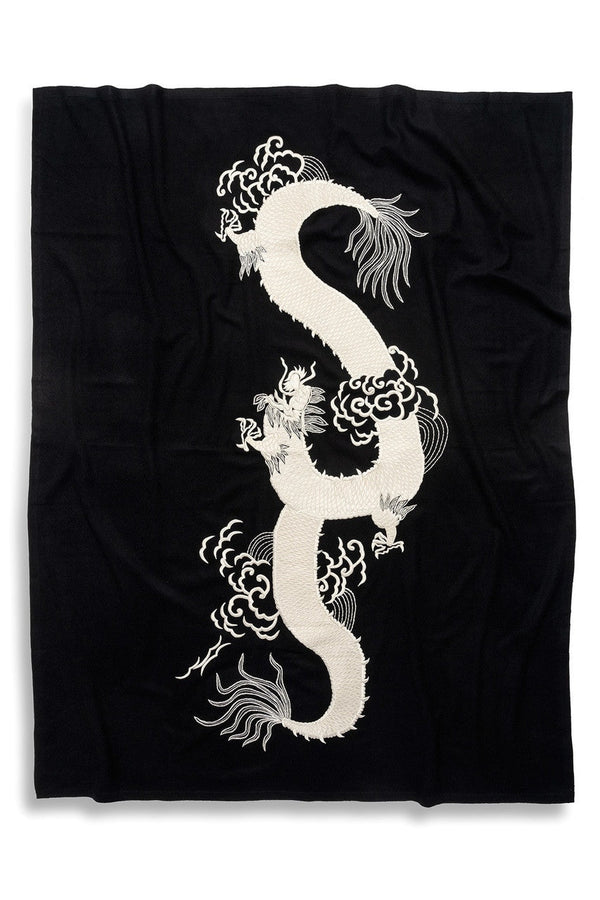natori Mayon Dragon Embroidery Throw Black/Ivory