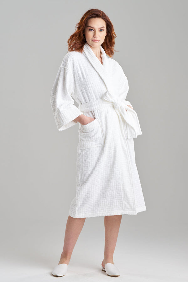 Natori Maze Cotton Spa Robe White