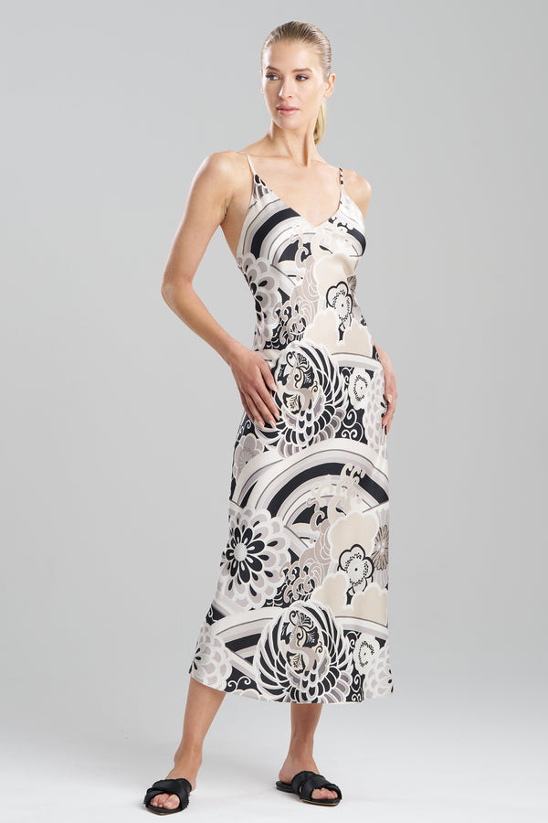 Natori Medallion Slip Dress Black