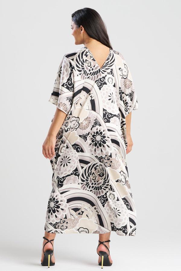 Natori Medallion V-Neck Caftan Black