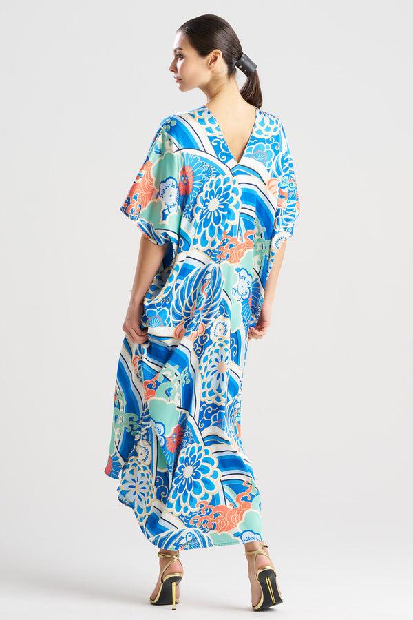 Natori Medallion V-Neck Caftan Blue