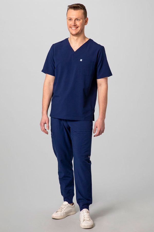 Natori Men's 2-Pocket V-Neck Scrub Top Navy