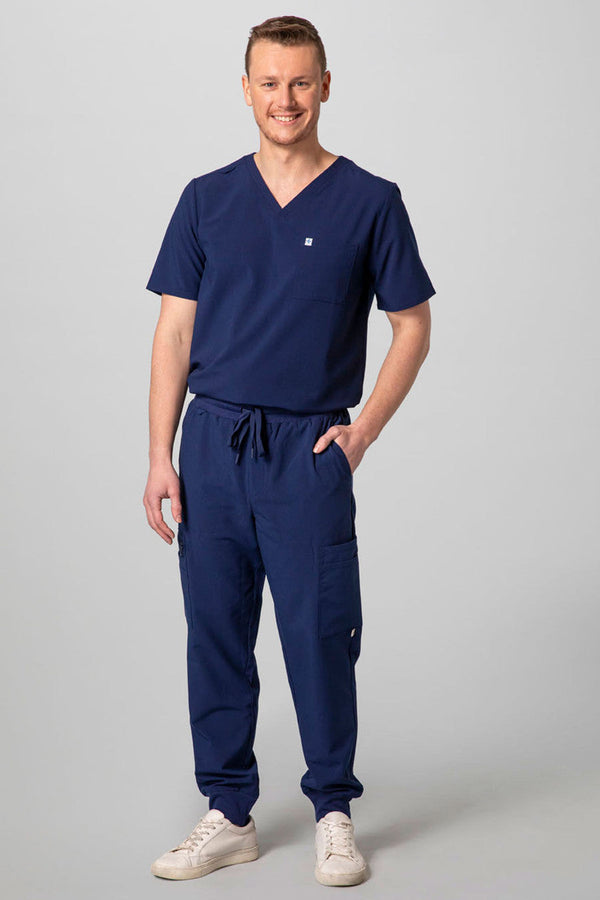natori Men's 2-Pocket V-Neck Scrub Top Navy