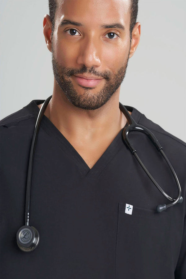 Natori Men's 3-Pocket V-Neck Scrub Top Black