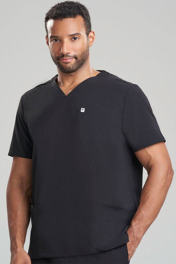 Natori Men's 3-Pocket V-Neck Scrub Top Black