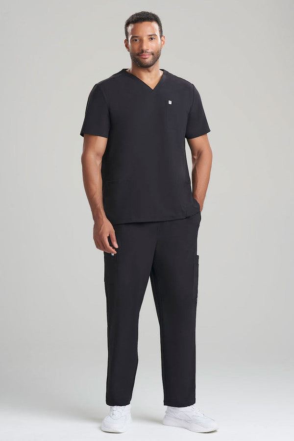 natori Men's 3-Pocket V-Neck Scrub Top Black