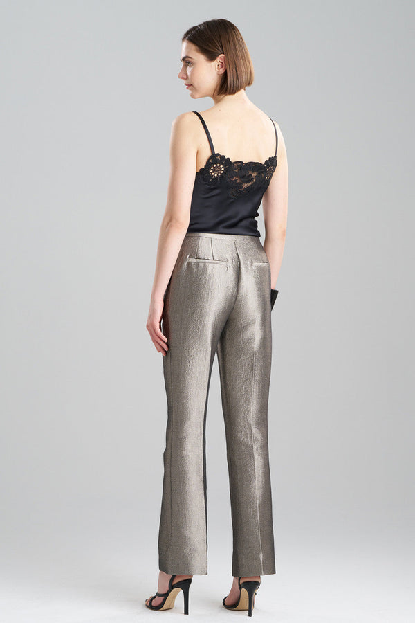 Natori Metallic Jacquard Zip Front Trousers Alloy