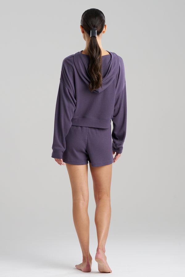 Natori Mila Waffle Everywhere Hoodie Twilight Blue