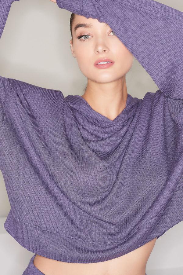 natori Mila Waffle Everywhere Hoodie Twilight Blue