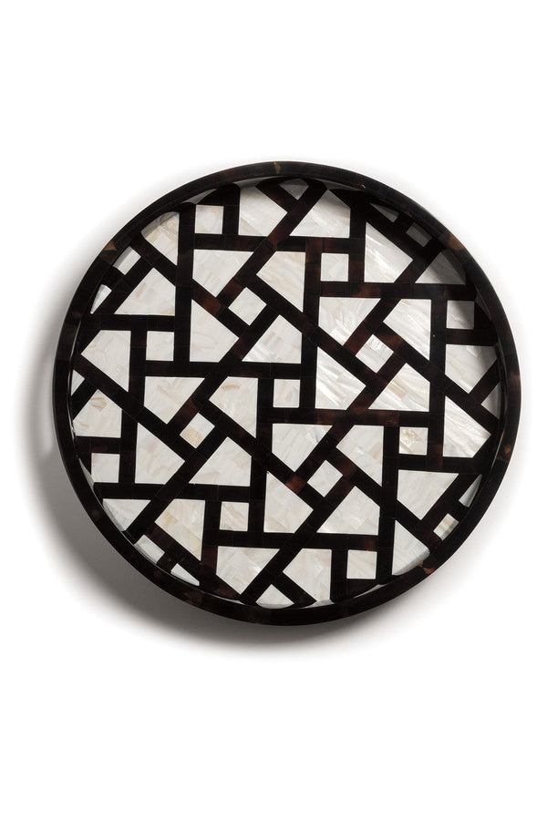 Natori Mindoro Circle Tray Black & White