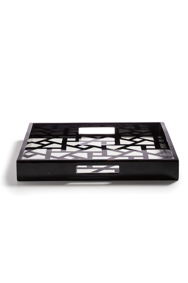Natori Mindoro Square Tray Black & White