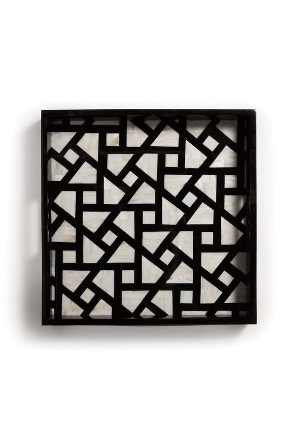 Natori Mindoro Square Tray Black & White