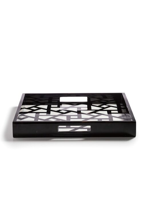 natori Mindoro Square Tray Black & White