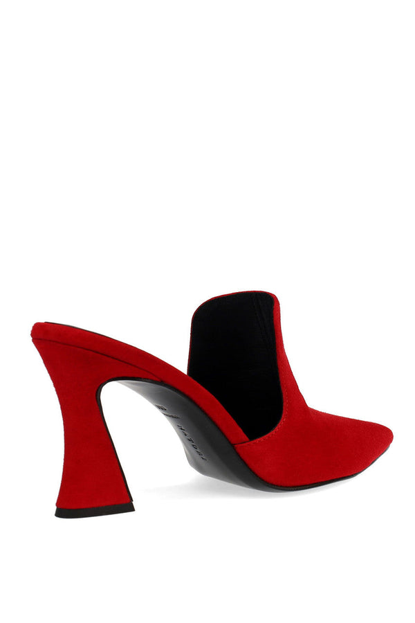 Natori Minh Suede Heel Mule Brocade Red