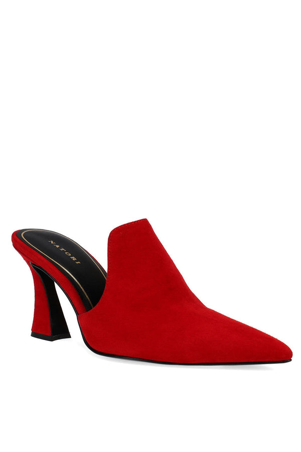 Natori Minh Suede Heel Mule Brocade Red