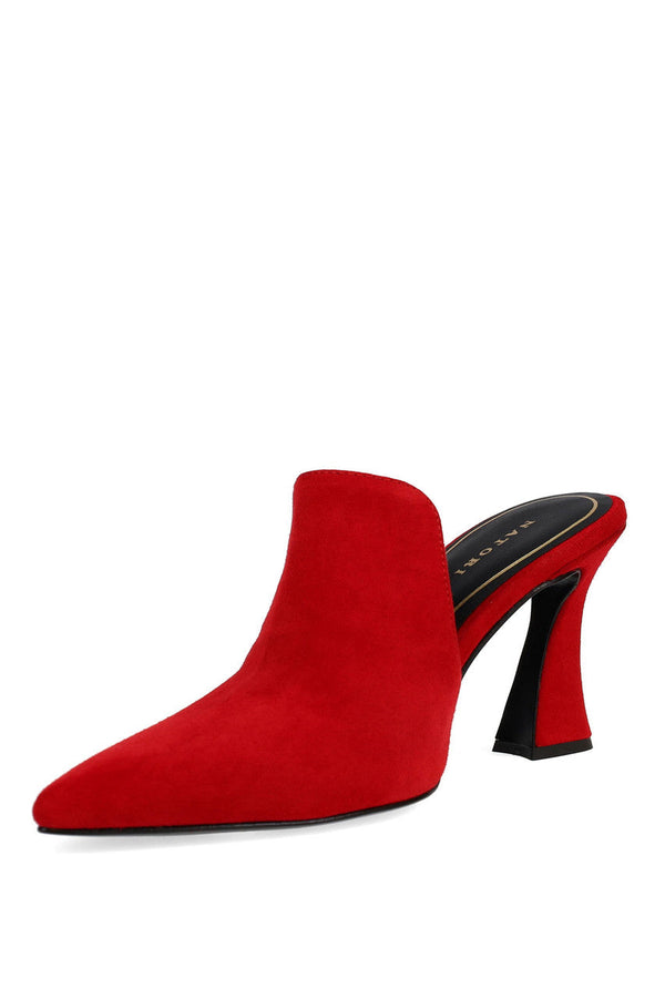 natori Minh Suede Heel Mule Brocade Red