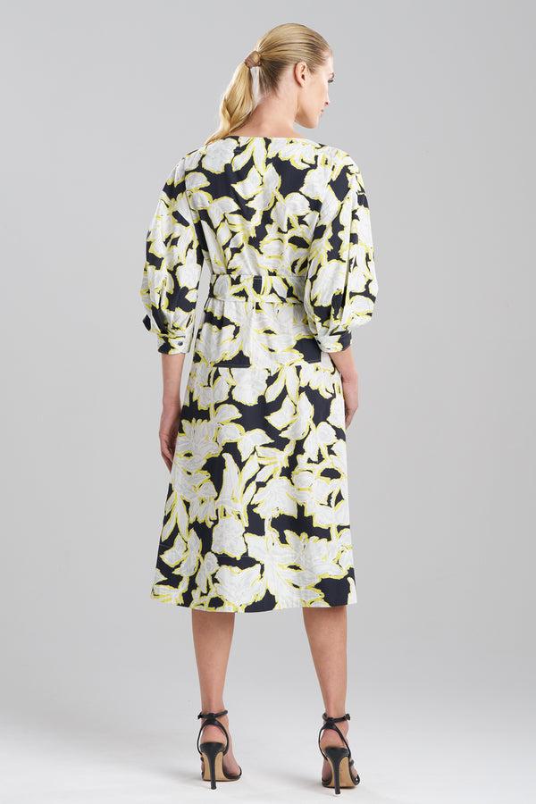 Natori Misty Floral Cotton Boatneck Dress Black