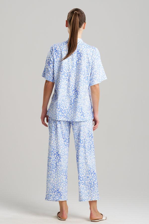 Natori Misty Leopard Cozy Knit PJ Blue Orchid