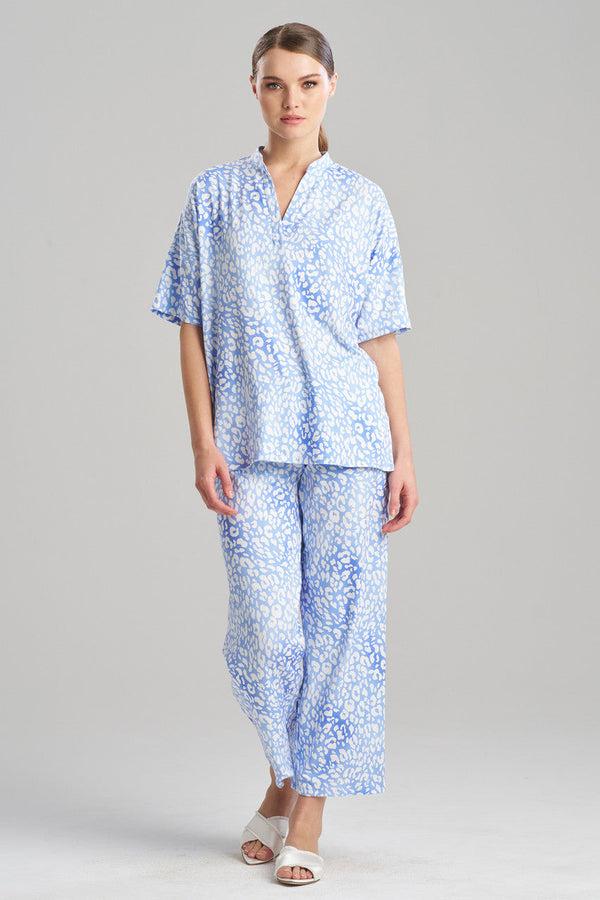 Natori Misty Leopard Cozy Knit PJ Blue Orchid