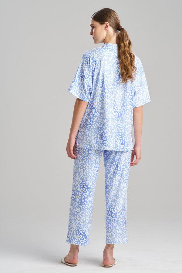 Natori Misty Leopard Cozy Knit PJ Blue Orchid
