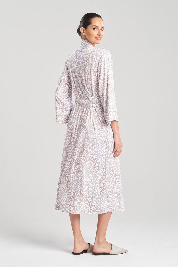 Natori Misty Leopard Cozy Knit Robe Velvet Mink