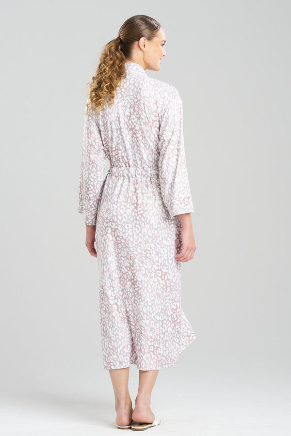 Natori Misty Leopard Cozy Knit Robe Velvet Mink